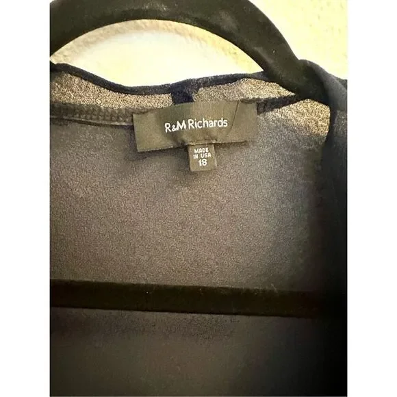 NWT R&M Richards Chiffon Beaded Jacket, midnight blue Size 18 - Picture 10 of 11